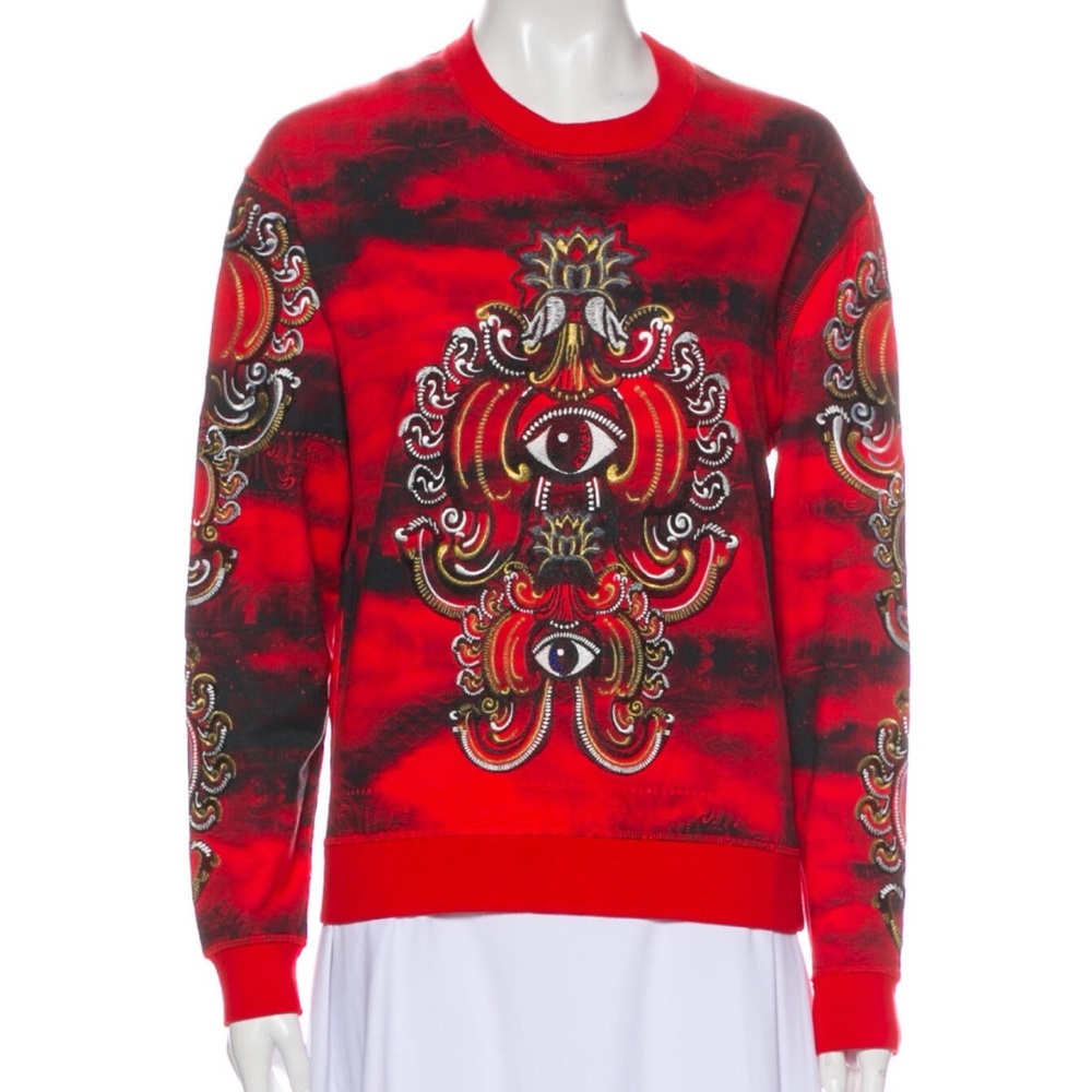 embroidered red black and gold Kenzo sweatshirt in size small / S